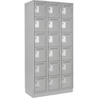 Clean Line Lockerette, 6 -tier, Bank of 3, 36" x 18" x 76", Steel, Grey, Rivet (Assembled) Solutions industrielles ALPHA