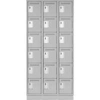 Clean Line Lockerette, 6 -tier, Bank of 3, 36" x 18" x 76", Steel, Grey, Rivet (Assembled) Solutions industrielles ALPHA