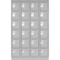 Clean Line Lockerette, 6 -tier, Bank of 4, 48" x 18" x 76", Steel, Grey, Rivet (Assembled) Solutions industrielles ALPHA