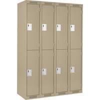 Clean Line Lockers, 2 -tier, Bank of 4, 48" x 18" x 72", Steel, Beige, Rivet (Assembled) Solutions industrielles ALPHA