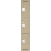 Clean Line Lockers, 3 -tier, 12" x 18" x 72", Steel, Beige, Rivet (Assembled) Solutions industrielles ALPHA