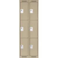 Clean Line Lockers, 3 -tier, Bank of 2, 24" x 18" x 72", Steel, Beige, Rivet (Assembled) Solutions industrielles ALPHA