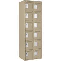 Clean Line Lockerette, 6 -tier, Bank of 2, 24" x 18" x 72", Steel, Beige, Rivet (Assembled) Solutions industrielles ALPHA