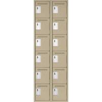 Clean Line Lockerette, 6 -tier, Bank of 2, 24" x 18" x 72", Steel, Beige, Rivet (Assembled) Solutions industrielles ALPHA