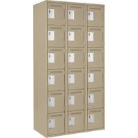 Clean Line Lockerette, 6 -tier, Bank of 3, 36" x 18" x 72", Steel, Beige, Rivet (Assembled) Solutions industrielles ALPHA