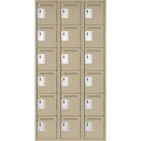 Clean Line Lockerette, 6 -tier, Bank of 3, 36" x 18" x 72", Steel, Beige, Rivet (Assembled) Solutions industrielles ALPHA