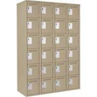 Clean Line Lockerette, 6 -tier, Bank of 4, 48" x 18" x 72", Steel, Beige, Rivet (Assembled) Solutions industrielles ALPHA