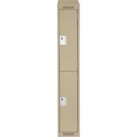 Clean Line Lockers, 2 -tier, 12" x 18" x 78", Steel, Beige, Rivet (Assembled) Solutions industrielles ALPHA
