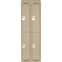 Clean Line Lockers, 2 -tier, Bank of 2, 24" x 18" x 78", Steel, Beige, Rivet (Assembled) Solutions industrielles ALPHA