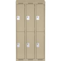 Clean Line Lockers, 2 -tier, Bank of 3, 36" x 18" x 78", Steel, Beige, Rivet (Assembled) Solutions industrielles ALPHA