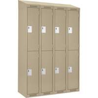 Clean Line Lockers, 2 -tier, Bank of 4, 48" x 18" x 78", Steel, Beige, Rivet (Assembled) Solutions industrielles ALPHA