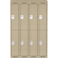 Clean Line Lockers, 2 -tier, Bank of 4, 48" x 18" x 78", Steel, Beige, Rivet (Assembled) Solutions industrielles ALPHA
