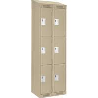 Clean Line Lockers, 3 -tier, Bank of 2, 24" x 18" x 78", Steel, Beige, Rivet (Assembled) Solutions industrielles ALPHA