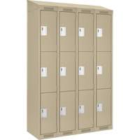 Clean Line Lockers, 3 -tier, Bank of 4, 48" x 18" x 78", Steel, Beige, Rivet (Assembled) Solutions industrielles ALPHA