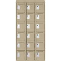 Clean Line Lockerette, 6 -tier, Bank of 3, 36" x 18" x 78", Steel, Beige, Rivet (Assembled) Solutions industrielles ALPHA