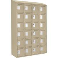 Clean Line Lockerette, 6 -tier, Bank of 4, 48" x 18" x 78", Steel, Beige, Rivet (Assembled) Solutions industrielles ALPHA