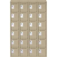 Clean Line Lockerette, 6 -tier, Bank of 4, 48" x 18" x 78", Steel, Beige, Rivet (Assembled) Solutions industrielles ALPHA