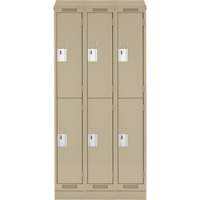 Clean Line Lockers, 2 -tier, Bank of 3, 36" x 18" x 82", Steel, Beige, Rivet (Assembled) Solutions industrielles ALPHA