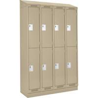 Clean Line Lockers, 2 -tier, Bank of 4, 48" x 18" x 82", Steel, Beige, Rivet (Assembled) Solutions industrielles ALPHA