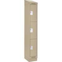 Clean Line Lockers, 3 -tier, 12" x 18" x 82", Steel, Beige, Rivet (Assembled) Solutions industrielles ALPHA