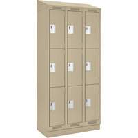 Clean Line Lockers, 3 -tier, Bank of 3, 36" x 18" x 82", Steel, Beige, Rivet (Assembled) Solutions industrielles ALPHA