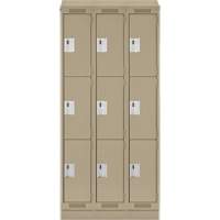 Clean Line Lockers, 3 -tier, Bank of 3, 36" x 18" x 82", Steel, Beige, Rivet (Assembled) Solutions industrielles ALPHA
