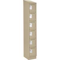 Petits casiers Clean Line, 6 niveaux, 12" x 18" x 82", Acier, Beige, Rivet (assembl&eacute;) Solutions industrielles ALPHA