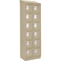 Clean Line Lockerette , 6 -tier, Bank of 2, 24" x 18" x 82", Steel, Beige, Rivet (Assembled) Solutions industrielles ALPHA