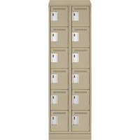 Clean Line Lockerette , 6 -tier, Bank of 2, 24" x 18" x 82", Steel, Beige, Rivet (Assembled) Solutions industrielles ALPHA