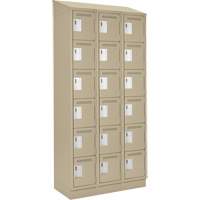 Clean Line Lockerette , 6 -tier, Bank of 3, 36" x 18" x 82", Steel, Beige, Rivet (Assembled) Solutions industrielles ALPHA