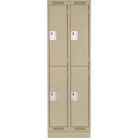 Clean Line Lockers, 2 -tier, Bank of 2, 24" x 18" x 76", Steel, Beige, Rivet (Assembled) Solutions industrielles ALPHA