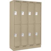 Clean Line Lockers, 2 -tier, Bank of 4, 48" x 18" x 76", Steel, Beige, Rivet (Assembled) Solutions industrielles ALPHA