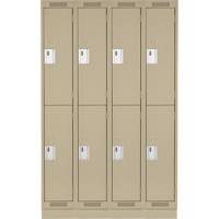 Clean Line Lockers, 2 -tier, Bank of 4, 48" x 18" x 76", Steel, Beige, Rivet (Assembled) Solutions industrielles ALPHA