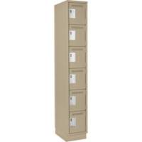 Clean Line Lockerette, 6 -tier, 12" x 18" x 76", Steel, Beige, Rivet (Assembled) Solutions industrielles ALPHA