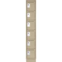 Clean Line Lockerette, 6 -tier, 12" x 18" x 76", Steel, Beige, Rivet (Assembled) Solutions industrielles ALPHA