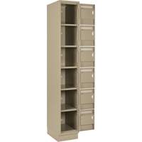 Petits casiers Clean Line, 6 niveaux, Bloc de 4, 48" x 18" x 76", Acier, Beige, Rivet (assembl&eacute;) Solutions industrielles ALPHA