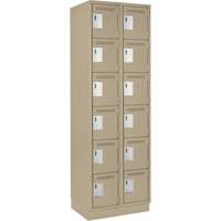 Clean Line Lockerette, 6 -tier, Bank of 2, 24" x 18" x 76", Steel, Beige, Rivet (Assembled) Solutions industrielles ALPHA