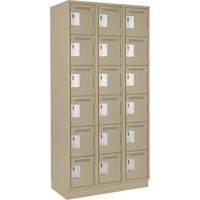 Clean Line Lockerette, 6 -tier, Bank of 3, 36" x 18" x 76", Steel, Beige, Rivet (Assembled) Solutions industrielles ALPHA