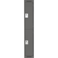 Clean Line Lockers, 2 -tier, 12" x 18" x 72", Steel, Charcoal, Rivet (Assembled) Solutions industrielles ALPHA