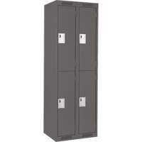 Clean Line Lockers, 2 -tier, Bank of 2, 24" x 18" x 72", Steel, Charcoal, Rivet (Assembled) Solutions industrielles ALPHA