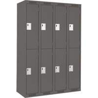 Clean Line Lockers, 2 -tier, Bank of 4, 48" x 18" x 72", Steel, Charcoal, Rivet (Assembled) Solutions industrielles ALPHA