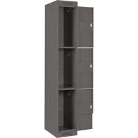 Clean Line Lockers, 3 -tier, Bank of 4, 48" x 18" x 72", Steel, Charcoal, Rivet (Assembled) Solutions industrielles ALPHA