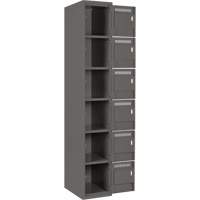 Clean Line Lockerette, 6 -tier, Bank of 4, 48" x 18" x 72", Steel, Charcoal, Rivet (Assembled) Solutions industrielles ALPHA