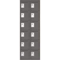 Clean Line Lockerette, 6 -tier, Bank of 2, 24" x 18" x 72", Steel, Charcoal, Rivet (Assembled) Solutions industrielles ALPHA