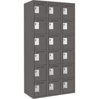 Clean Line Lockerette, 6 -tier, Bank of 3, 36" x 18" x 72", Steel, Charcoal, Rivet (Assembled) Solutions industrielles ALPHA