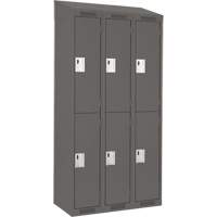 Clean Line Lockers, 2 -tier, Bank of 3, 36" x 18" x 78", Steel, Charcoal, Rivet (Assembled) Solutions industrielles ALPHA