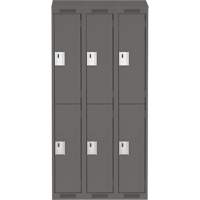 Clean Line Lockers, 2 -tier, Bank of 3, 36" x 18" x 78", Steel, Charcoal, Rivet (Assembled) Solutions industrielles ALPHA