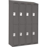 Clean Line Lockers, 2 -tier, Bank of 4, 48" x 18" x 78", Steel, Charcoal, Rivet (Assembled) Solutions industrielles ALPHA