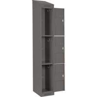 Clean Line Lockers, 3 -tier, Bank of 4, 48" x 18" x 78", Steel, Charcoal, Rivet (Assembled) Solutions industrielles ALPHA