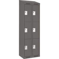 Clean Line Lockers, 3 -tier, Bank of 2, 24" x 18" x 78", Steel, Charcoal, Rivet (Assembled) Solutions industrielles ALPHA